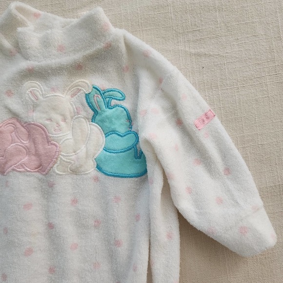 Vintage Absorba Bunny Polka Dot Pajamas 0-3 months - Picture 2 of 9